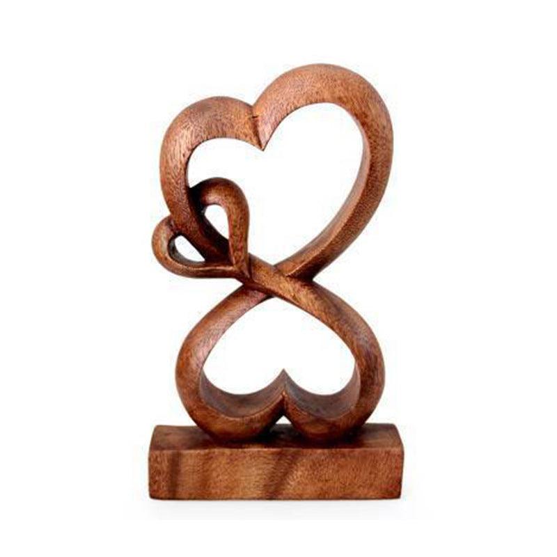 Wooden Lovers Kissing Statue Decoration Ornaments Crafts - Pacisia