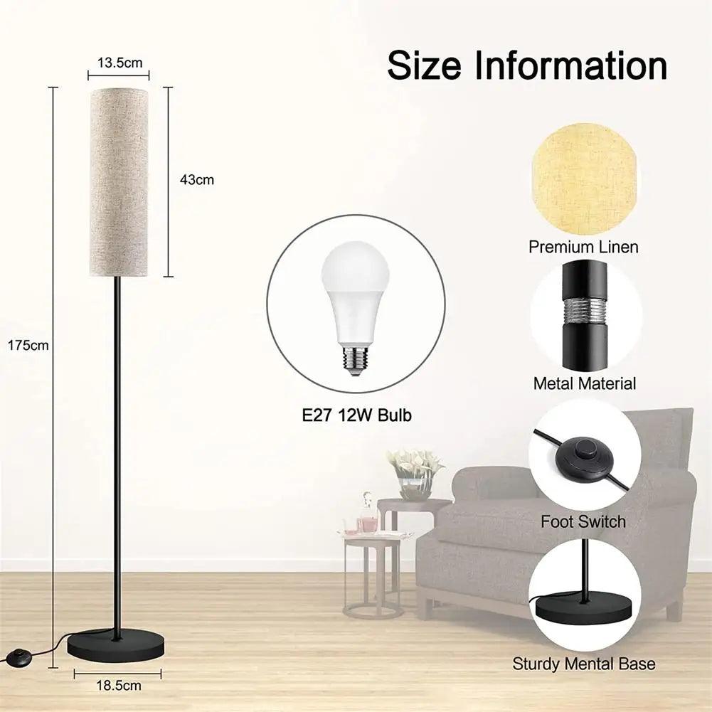 LED Floor Lamp With E27 Light Bulb Linen Lampshade For Decoration Bedroom Living Room Office Indoor Lighting Standing Light - Pacisia