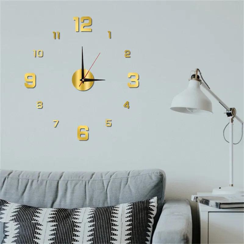DIY Wall Clock 40cm/16'' Frameless Modern 3D Wall Clock Mirror Sticker Clock for Home Office Hotel Restaurant School Decoration - Pacisia