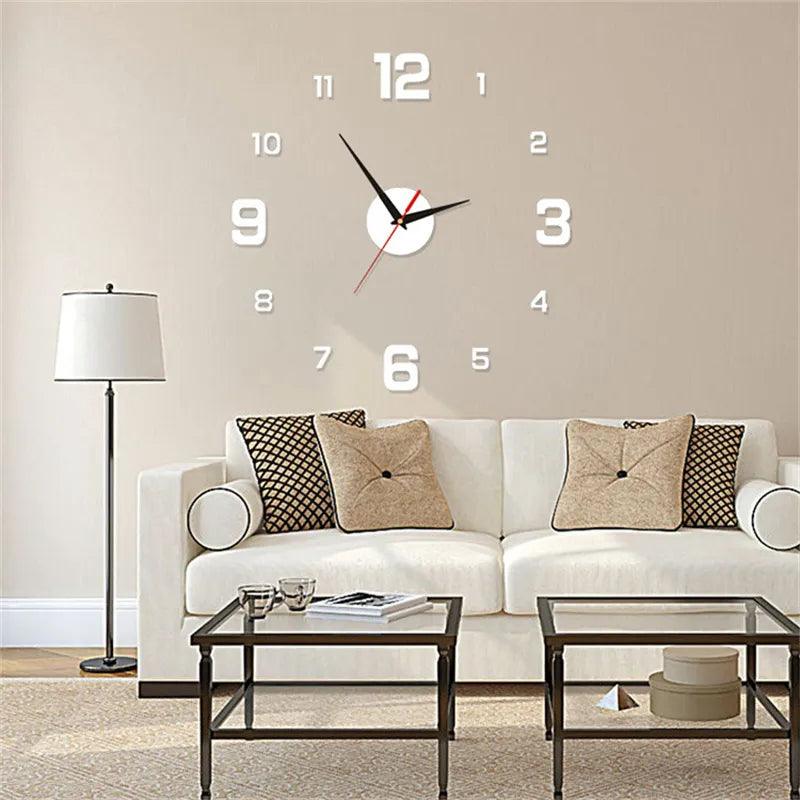 DIY Wall Clock 40cm/16'' Frameless Modern 3D Wall Clock Mirror Sticker Clock for Home Office Hotel Restaurant School Decoration - Pacisia