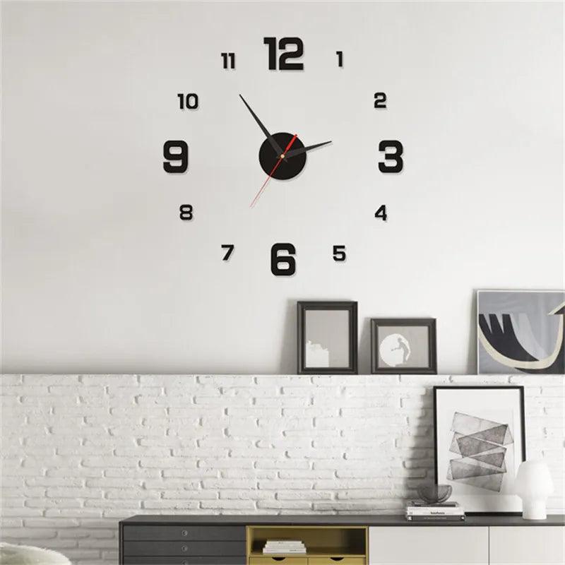 DIY Wall Clock 40cm/16'' Frameless Modern 3D Wall Clock Mirror Sticker Clock for Home Office Hotel Restaurant School Decoration - Pacisia