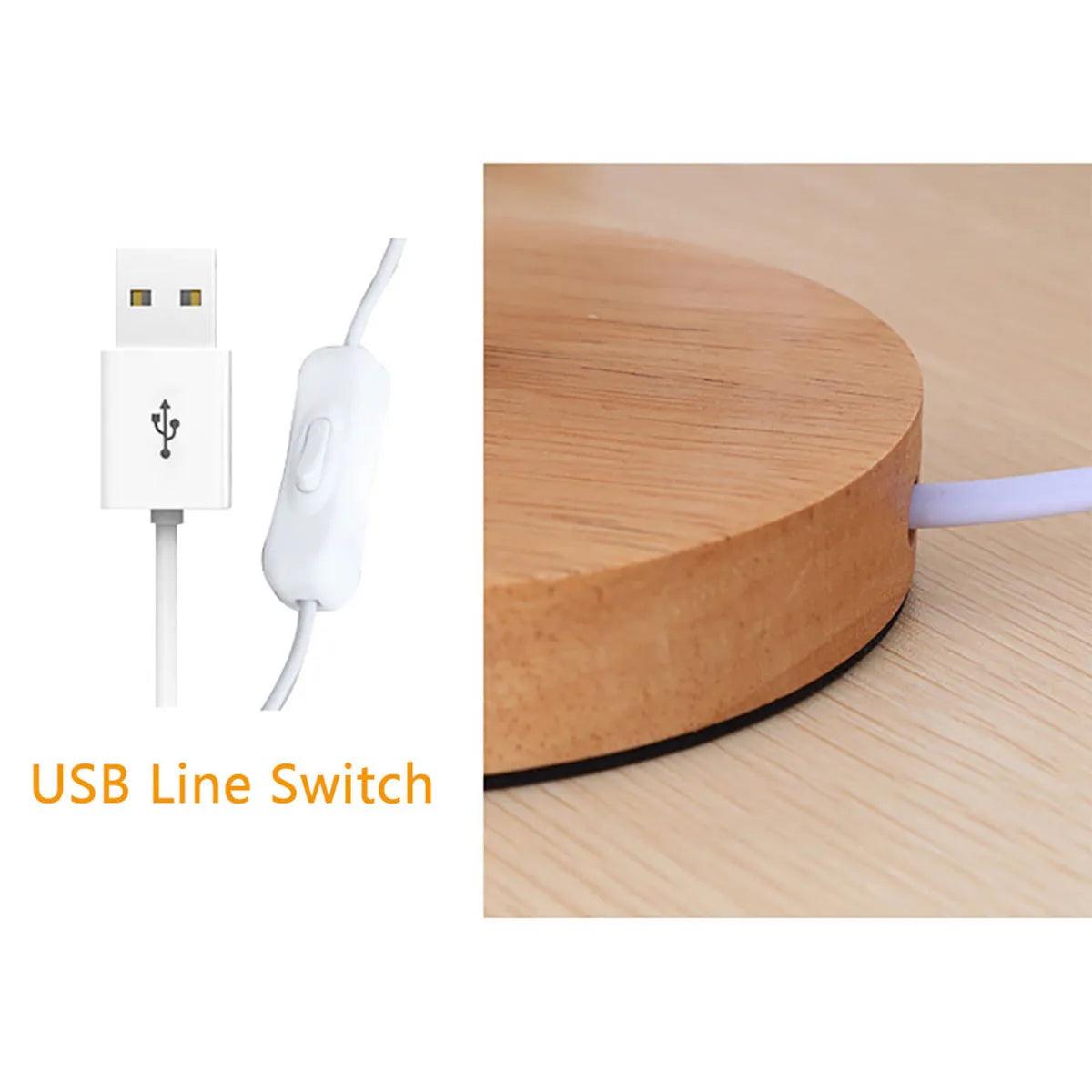 USB Bedside Lamp Night Lights Table Lamp For Bedroom Wooden Desk Lamp Bedside Night Light with Cylinder Lamp Shade Home Decor - Pacisia