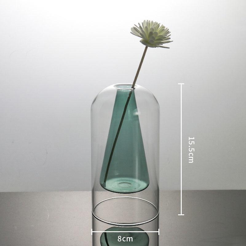 Vases Glass Vase Home Decor Room Decor Modern Wedding Decoration Hydroponic Flower Pot Double Glass Container Crafts Ornament - Pacisia