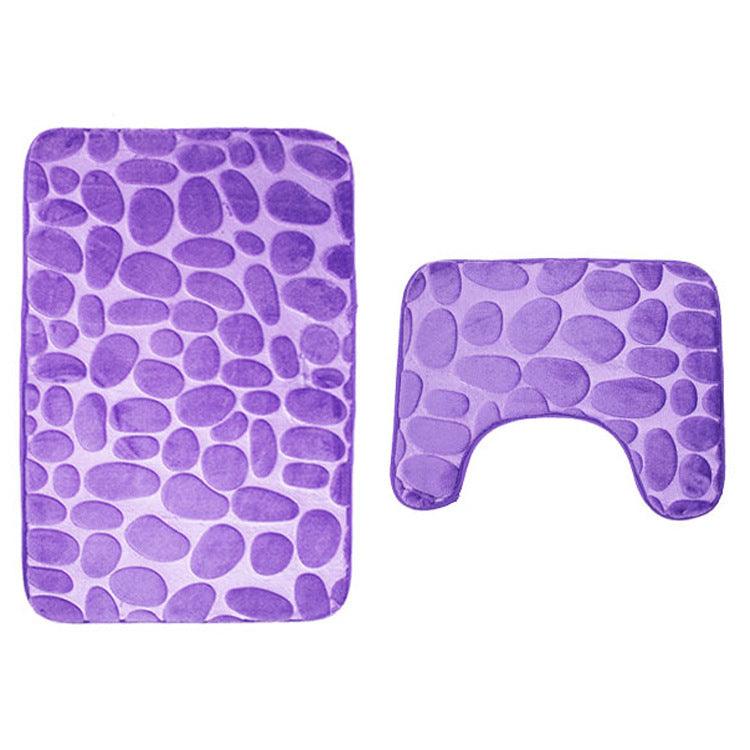 Bathroom Anti-slip Mat European And American Pebble Stone Carpet Toilet Floor Mat Set Bathroom - Pacisia