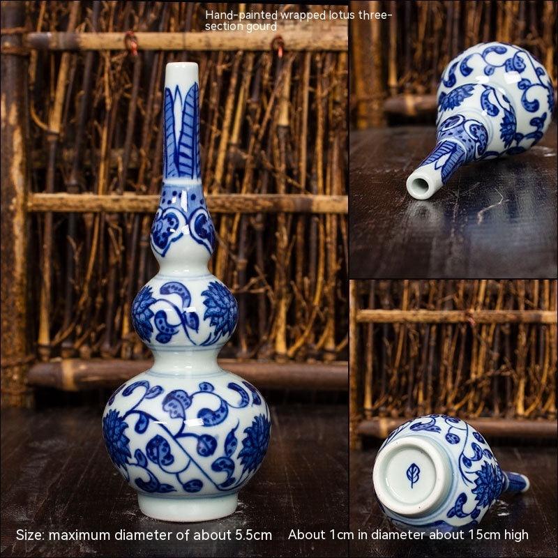 Jingdezhen Ceramic Small Vase Hydroponic Antique Shelf Ornament Hand-painted Blue And White Porcelain Bottle Souvenirs - Pacisia