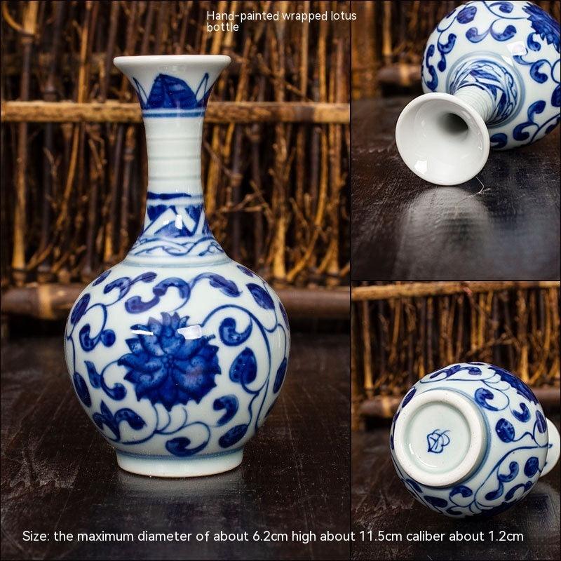 Jingdezhen Ceramic Small Vase Hydroponic Antique Shelf Ornament Hand-painted Blue And White Porcelain Bottle Souvenirs - Pacisia
