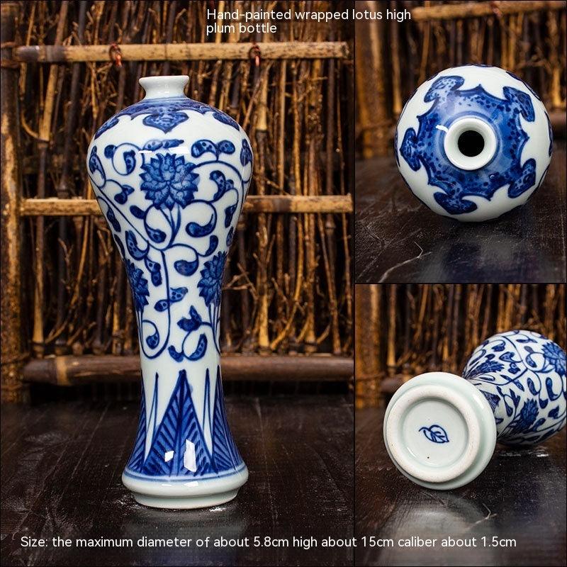 Jingdezhen Ceramic Small Vase Hydroponic Antique Shelf Ornament Hand-painted Blue And White Porcelain Bottle Souvenirs - Pacisia