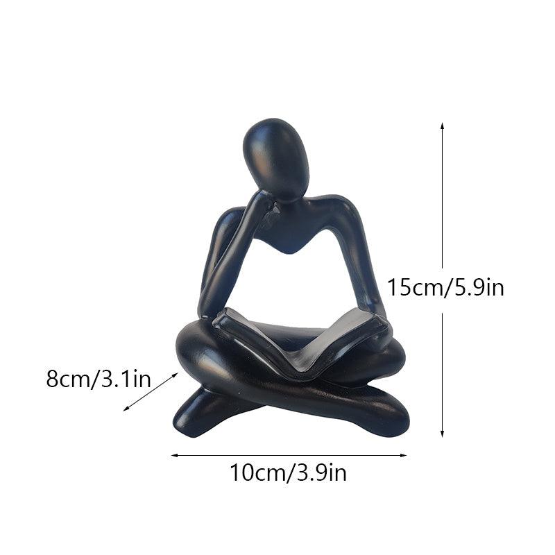 NORTHEUINS Resin Reading Book Figurines for Interior Nordic Abstract Figure Statue Home Living Room Office Desktop Decor Crafts - Pacisia