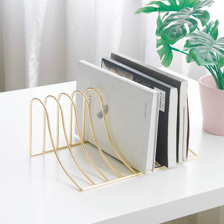 10 Grid File Storage Shelf Book Stand Bookend Wrought Iron Organizer Holder for Home Office - Pacisia