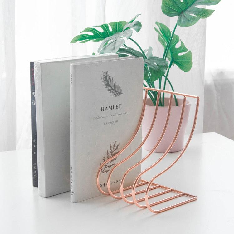 10 Grid File Storage Shelf Book Stand Bookend Wrought Iron Organizer Holder for Home Office - Pacisia