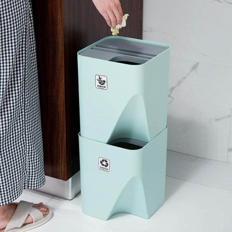 Kitchen Trash Can Recycle Bin Stacked Sorting Trash Bin Household Dry And Wet Separation Waste Bin Rubbish Bin for Bathroom - Pacisia