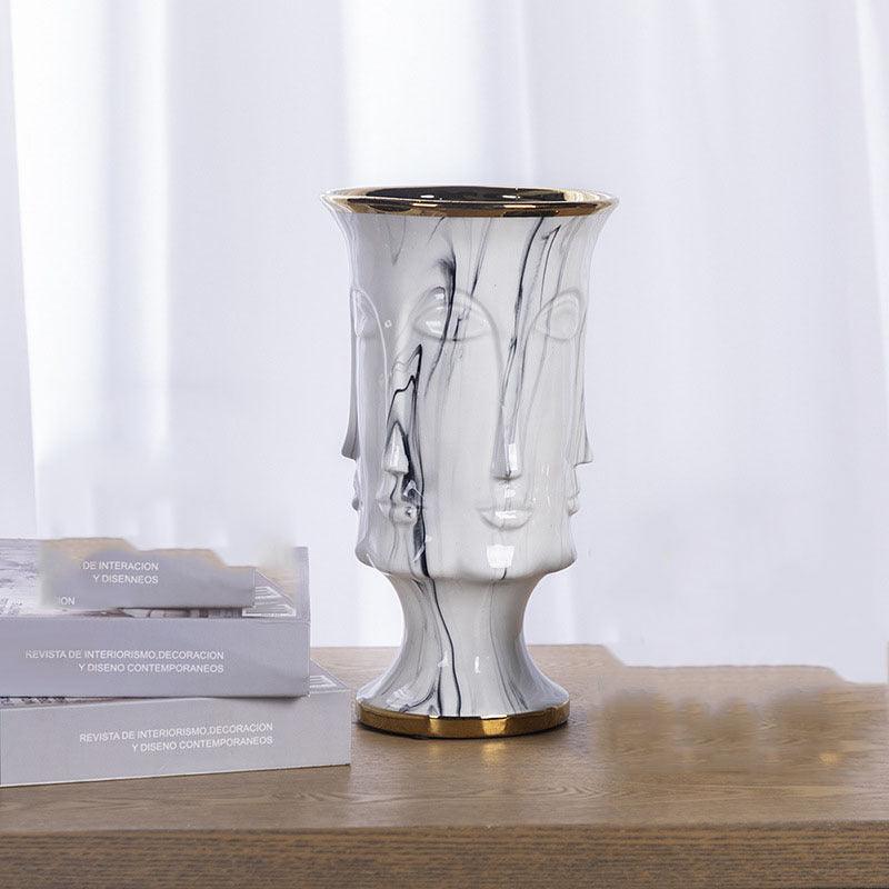 Electroplating Decoration Ceramic Electroplating Vase Ceramic Flower Pot Art Face Vase - Pacisia