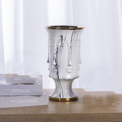 Electroplating Decoration Ceramic Electroplating Vase Ceramic Flower Pot Art Face Vase - Pacisia