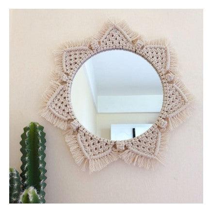 Sunflower. INS Scandinavian Girl Heart Mirror Handmade Tapestry Cosmetic Mirror Ring Home Decoration - Pacisia