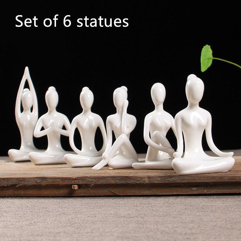 Abstract Art Ceramic Yoga Figurines Porcelain Yog Statue Home Decoration Accessories Office Desktop Ornament - Pacisia