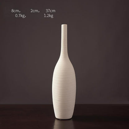 White Simple Nordic Vases Porcelain Living Room Tabletop Decoration Retro Ceramic Plain Vase For Dried Flowers Home Garden - Pacisia