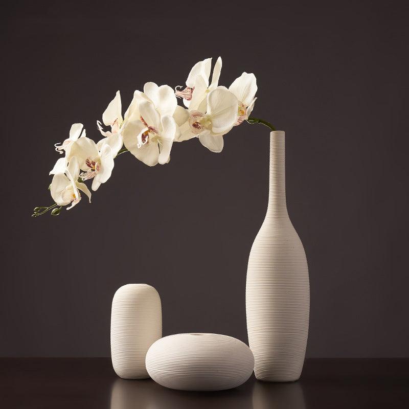 White Simple Nordic Vases Porcelain Living Room Tabletop Decoration Retro Ceramic Plain Vase For Dried Flowers Home Garden - Pacisia