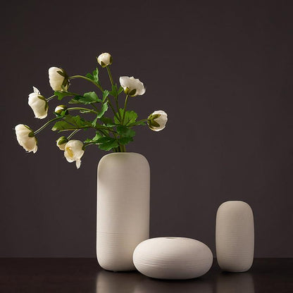 White Simple Nordic Vases Porcelain Living Room Tabletop Decoration Retro Ceramic Plain Vase For Dried Flowers Home Garden - Pacisia