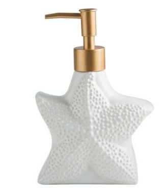 Starfish Shell Shape Ceramic Liquid Soap Dispenser Bathroom Sub-bottling Shower Gel Bottle Hand Sanitizer Container - Pacisia