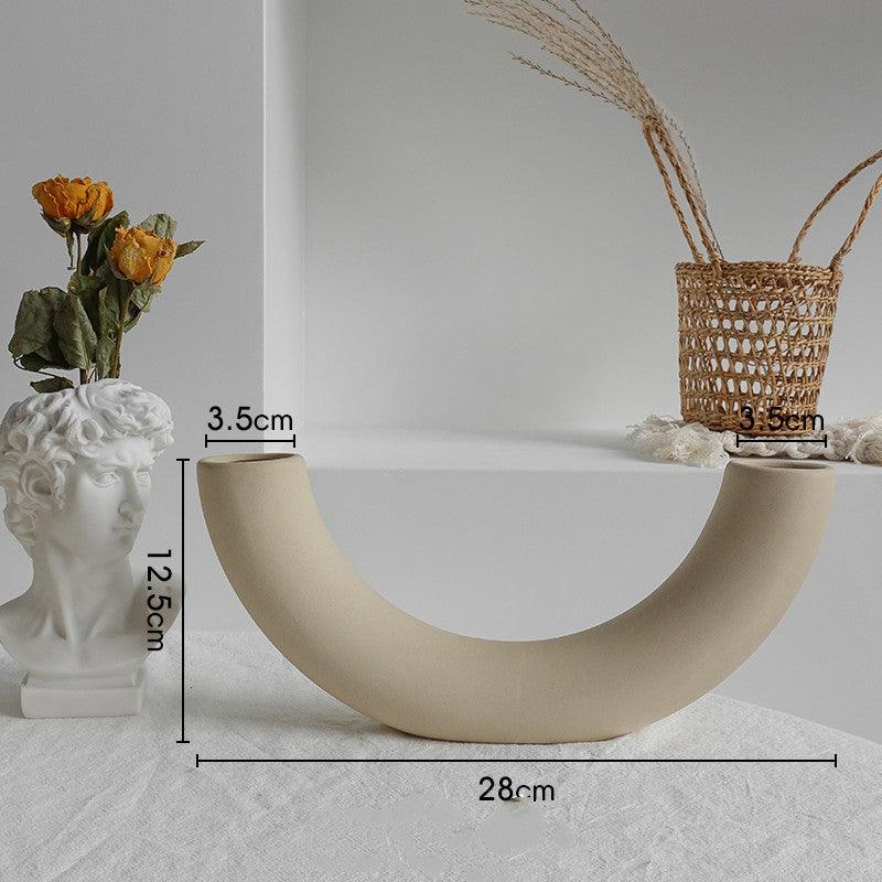 Simplicity Ceramic Vase Dry Flower Arrangement Home Decoration Ornament Living Room Display Art Vases - Pacisia