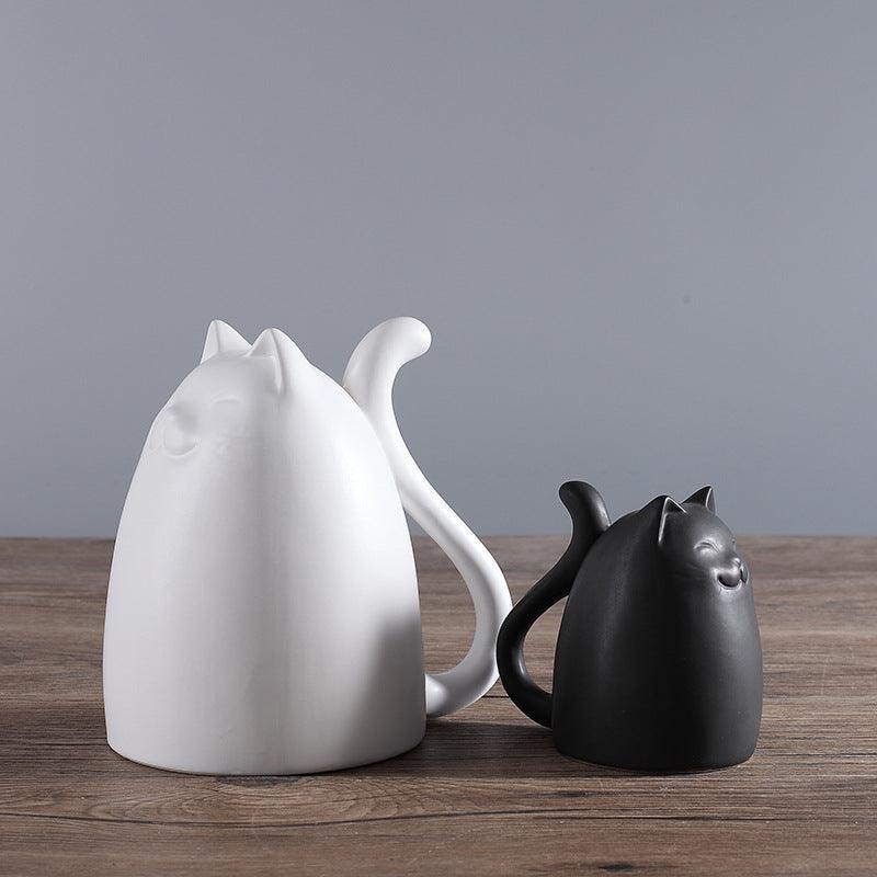 Black And White Cat Furnishings Ceramic Vase Ornaments Nordic Ceramics Home Crafts Family Of Three Cat Ornaments - Pacisia