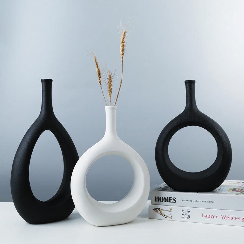 Simple And Special-Shaped Ceramic Vase Flower Arrangement Light Luxury Modern Home Decoration - Pacisia