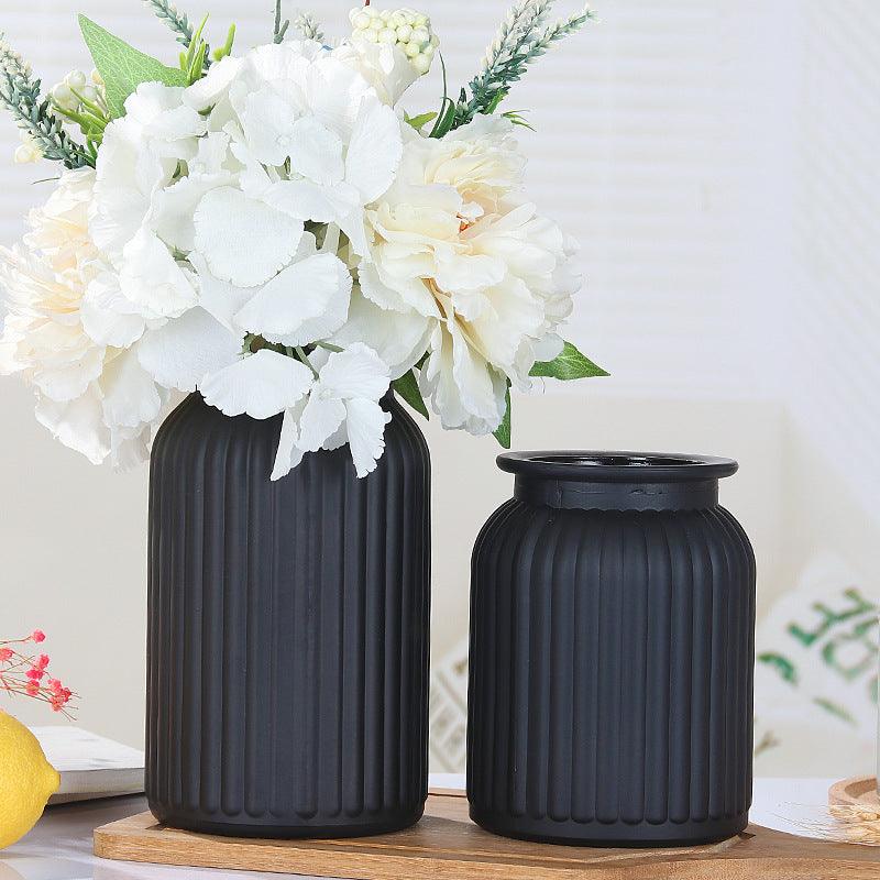Glass Vase Ins Nordic Black Frosted Craft Vase Home Style Decoration Home Decoration Should Be Simple And Modern - Pacisia