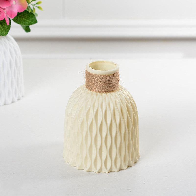 Corrugated Plastic Vase Imitation Ceramic Vase Nordic Plastic Flower Arrangement Living Room Decoration Flower Pot Flower Arrangement Basket - Pacisia