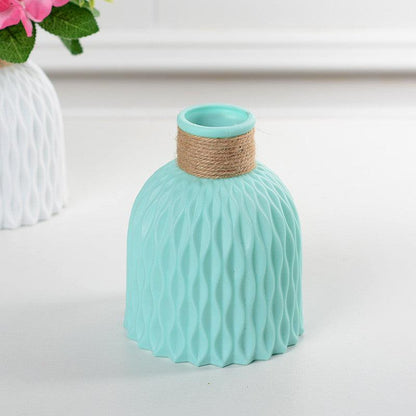 Corrugated Plastic Vase Imitation Ceramic Vase Nordic Plastic Flower Arrangement Living Room Decoration Flower Pot Flower Arrangement Basket - Pacisia