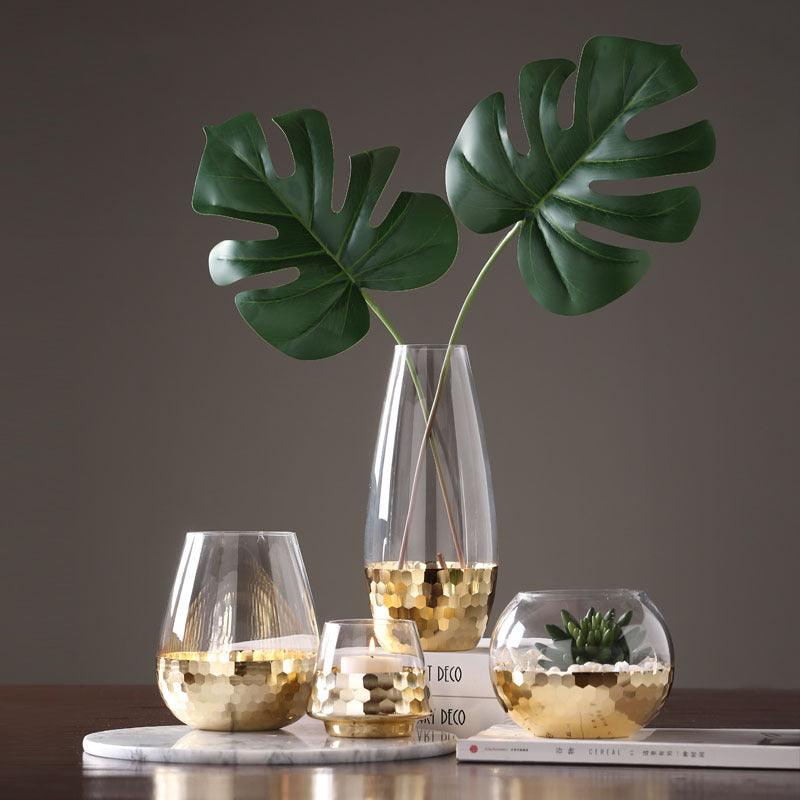 Nordic Modern Minimalist Light Luxury Carved Ground Glass Vase Decoration Table Flower Arrangement Hydroponic Flower Device - Pacisia