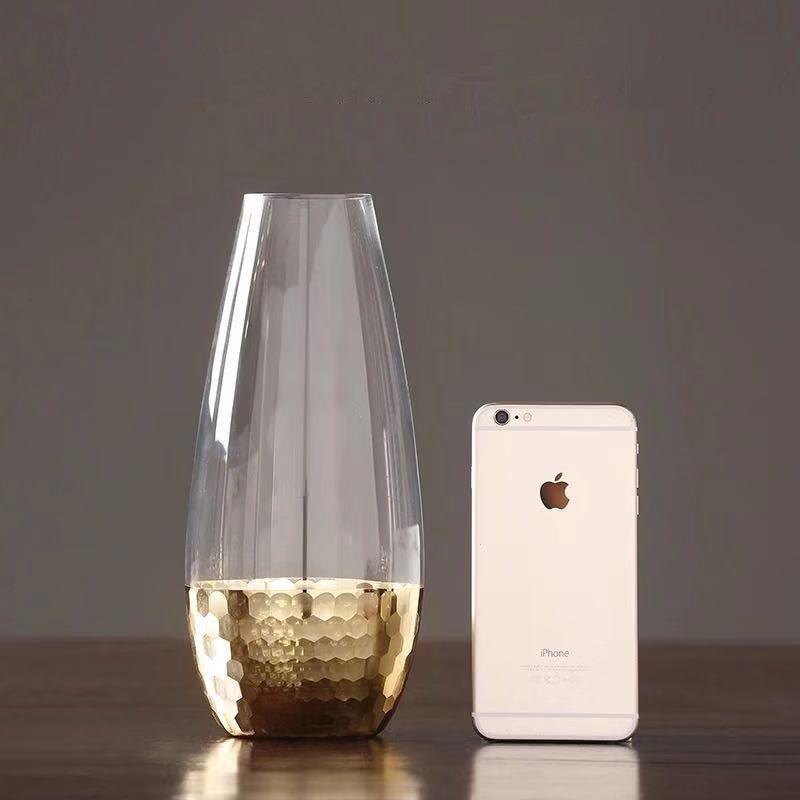 Nordic Modern Minimalist Light Luxury Carved Ground Glass Vase Decoration Table Flower Arrangement Hydroponic Flower Device - Pacisia