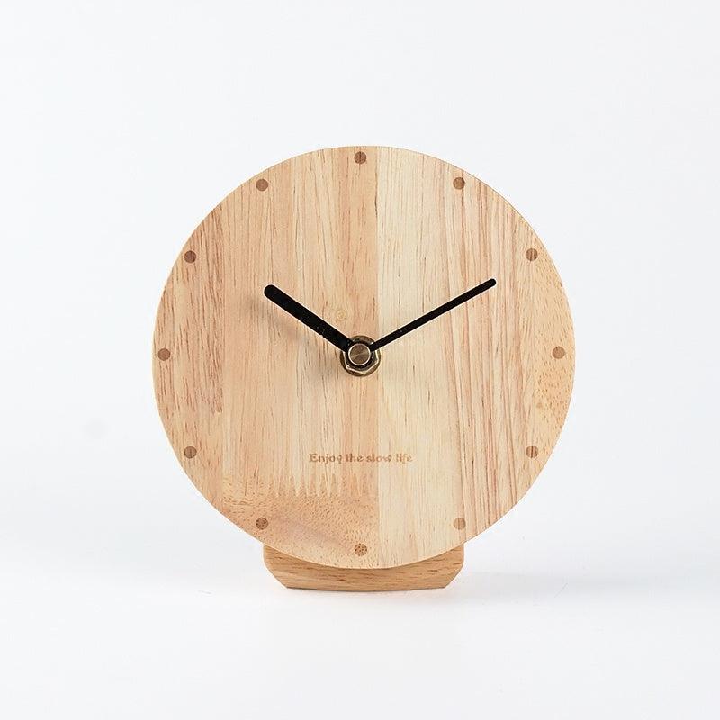 Wooden Clock Simple Solid Wood Desk Clock Table Clock Silent Ornament Clock Sitting Clock Living Room Creative Personality Clock - Pacisia