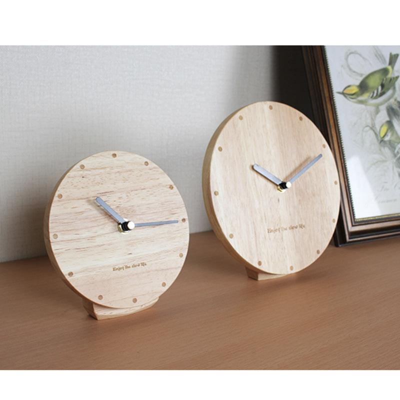 Wooden Clock Simple Solid Wood Desk Clock Table Clock Silent Ornament Clock Sitting Clock Living Room Creative Personality Clock - Pacisia