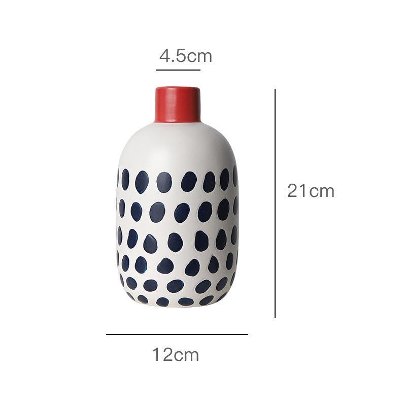 Japanese Style Creative Dried Flower Arrangement Blue Ceramic Small Mouth Vase Living Room Decoration Ornaments Leitler - Pacisia