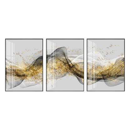 Float Ribbon Golden Mountain Abstract Wall Print - Modern Canvas Painting for Home Decor - Pacisia