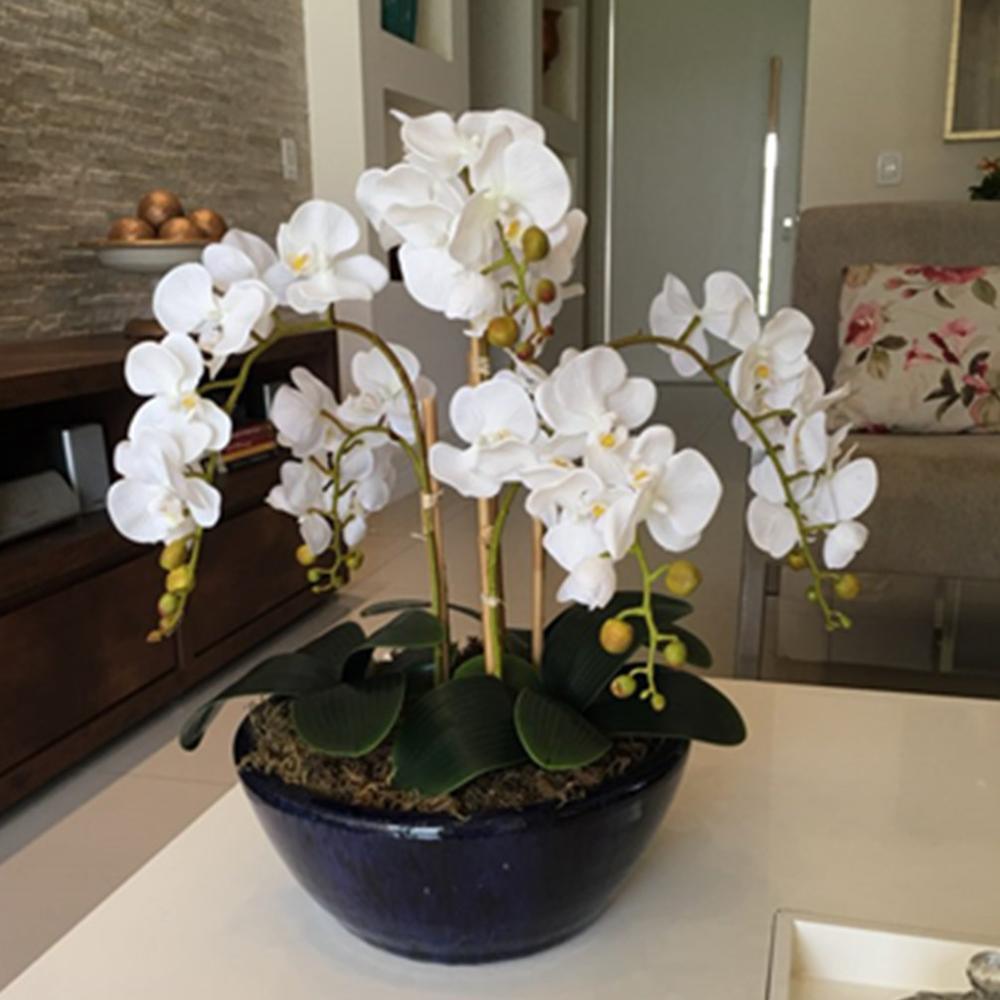 Artificial Flower Film Phalaenopsis Nine Heads Single Branch Artificial Flower Feel Home Living Room Decoration Flower Arrangement - Pacisia