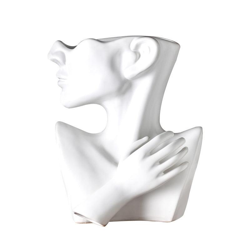 Modern Nordic Style Creative Portrait Vase Human Head Flower Vases Decorative Ornaments Resin Home Flowers Art Decor - Pacisia