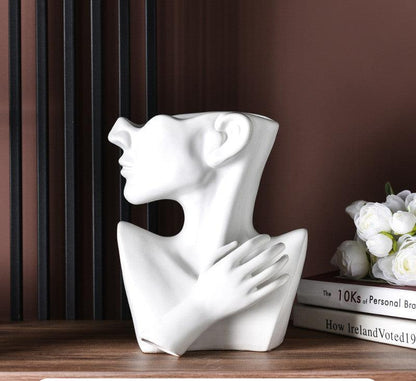 Modern Nordic Style Creative Portrait Vase Human Head Flower Vases Decorative Ornaments Resin Home Flowers Art Decor - Pacisia