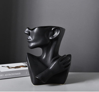 Modern Nordic Style Creative Portrait Vase Human Head Flower Vases Decorative Ornaments Resin Home Flowers Art Decor - Pacisia