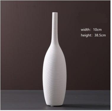Wholesale Modern Minimalist White Ceramic Vase Ornaments European Creative Art Flower Arrangement Dried Flowers Artificial Flowers Home Decoration - Pacisia