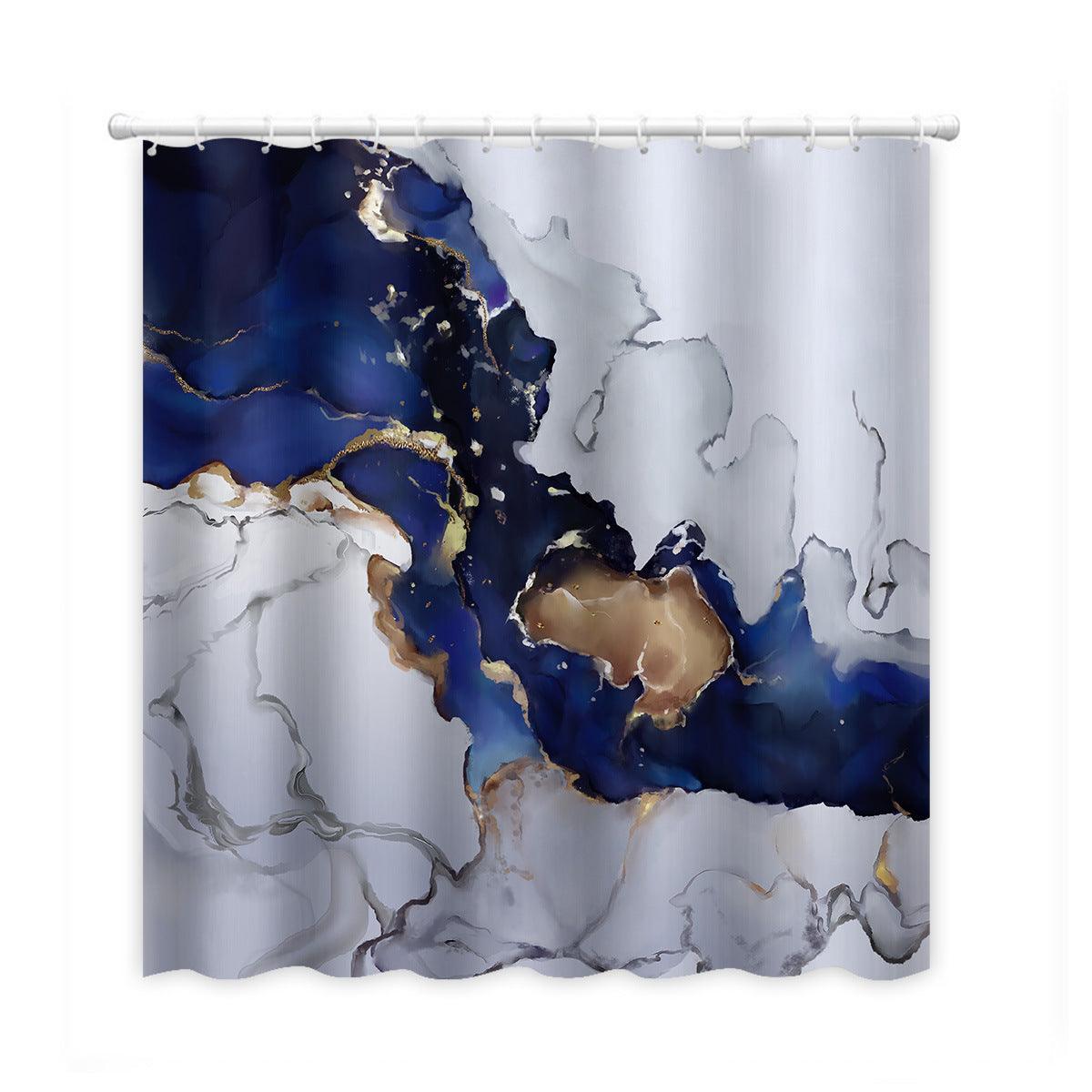 Marble Pattern Printed Polyester Shower Curtain Fabric Bathroom Partition Shower Curtain Hanging Curtain - Pacisia