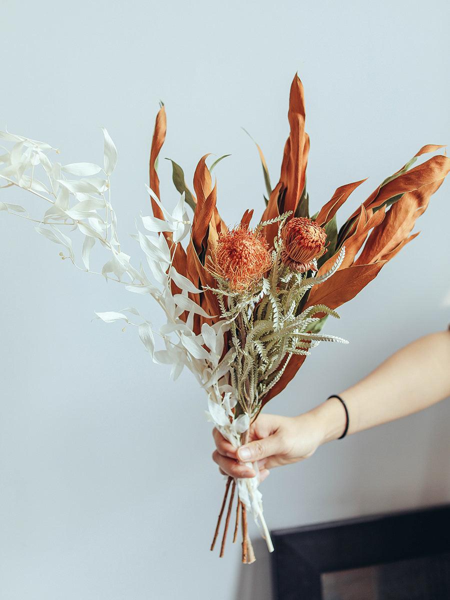 European Imported Double-Sided Leaf Dried Flowers Japanese Retro Style Natural Real Flower Bouquet - Pacisia