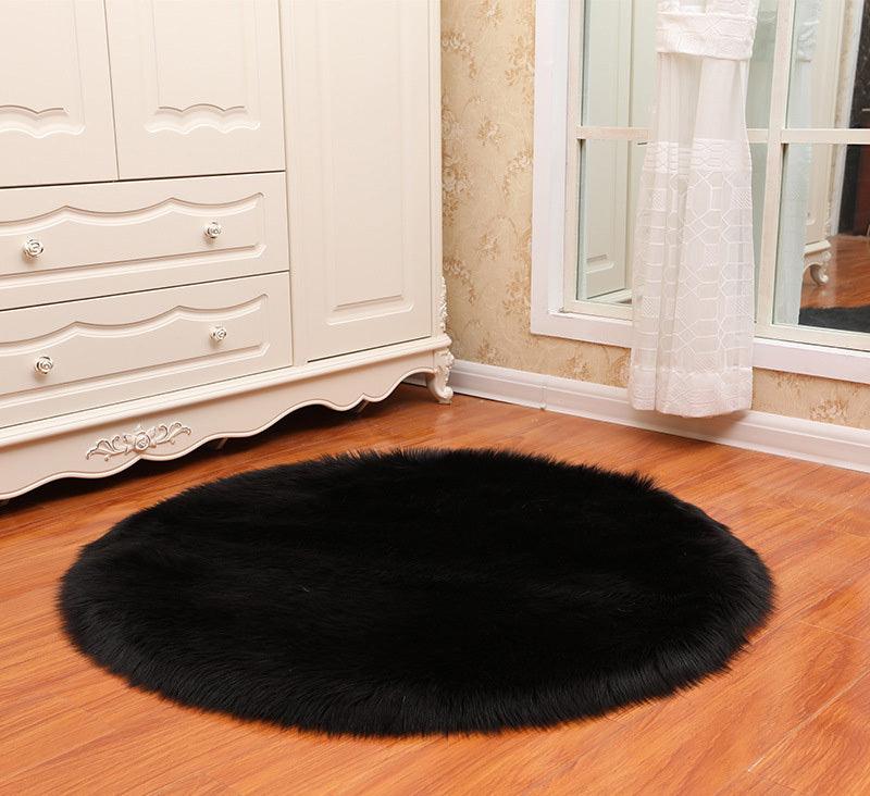 Round Soft Faux Sheepskin Fur Area Rugs for Bedroom Living Room Floor Shaggy Plush Carpet White Home Floor Mat Rug Bedside Rugs - Pacisia