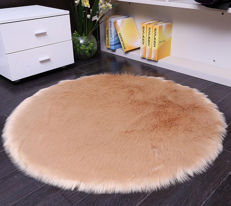 Round Soft Faux Sheepskin Fur Area Rugs for Bedroom Living Room Floor Shaggy Plush Carpet White Home Floor Mat Rug Bedside Rugs - Pacisia