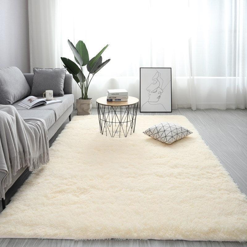 Nordic Fluffy Carpet Rugs For Bedroomliving Room Rectangle Large Size Plush Anti-slip Soft Carpet White Red 13 Colors - Pacisia