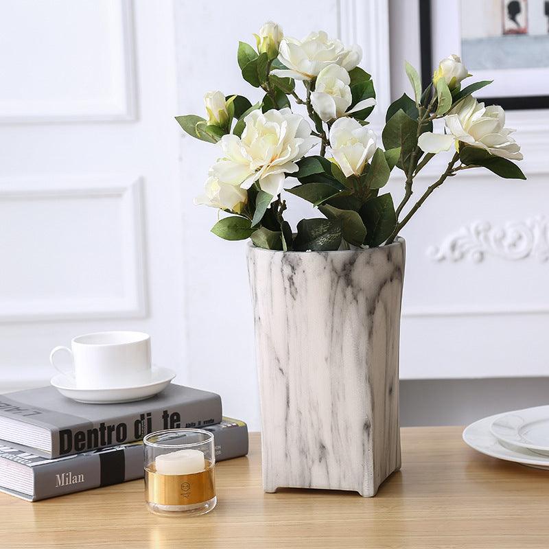 Modern Minimalist Marbled Ceramic Vase Dried Flower Flower Arrangement Living Room Decoration Creative Home Vase - Pacisia