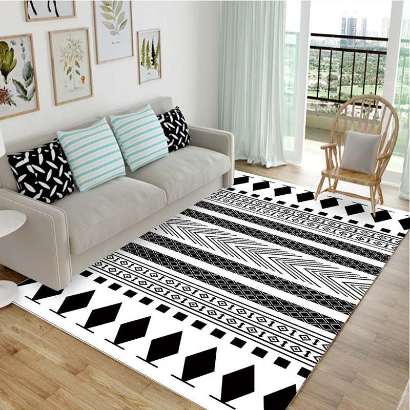 Simple Black And White Home Personality Tide Brand Living Room Bedroom Coffee Table Mat Into The Doormat Bedside European Carpet - Pacisia