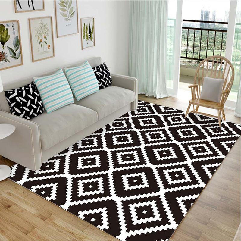 Simple Black And White Home Personality Tide Brand Living Room Bedroom Coffee Table Mat Into The Doormat Bedside European Carpet - Pacisia