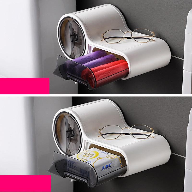 Toilet Tissue Box Toilet Tissue Rack Household Free Punching Creative Waterproof Wall-Mounted Roll Paper Box - Pacisia