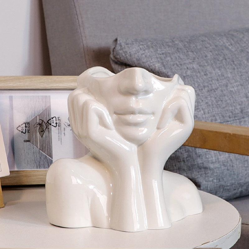 Nordic Ceramic Simulation Human Body Art Vase Sculpture Decoration Living Room TV Cabinet Handicraft Home Decor Ornaments - Pacisia